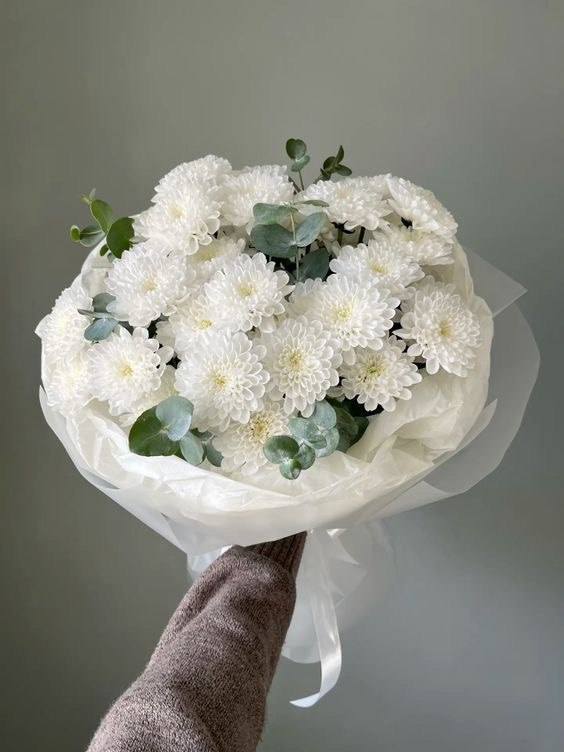 Хризантема Алтай с эвкалиптом