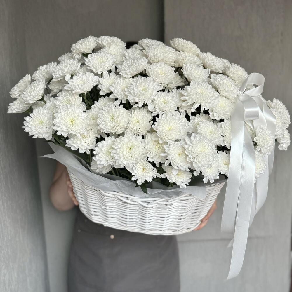 Корзина с хризантемой Алтай 21шт